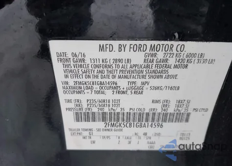 2016 Ford Flex Sel z USA, uszkodzony, nr VIN 2FMGK5C81GBA14596
